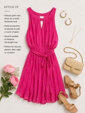 She + Sky Vibrant Pink Mini Dress Nwt